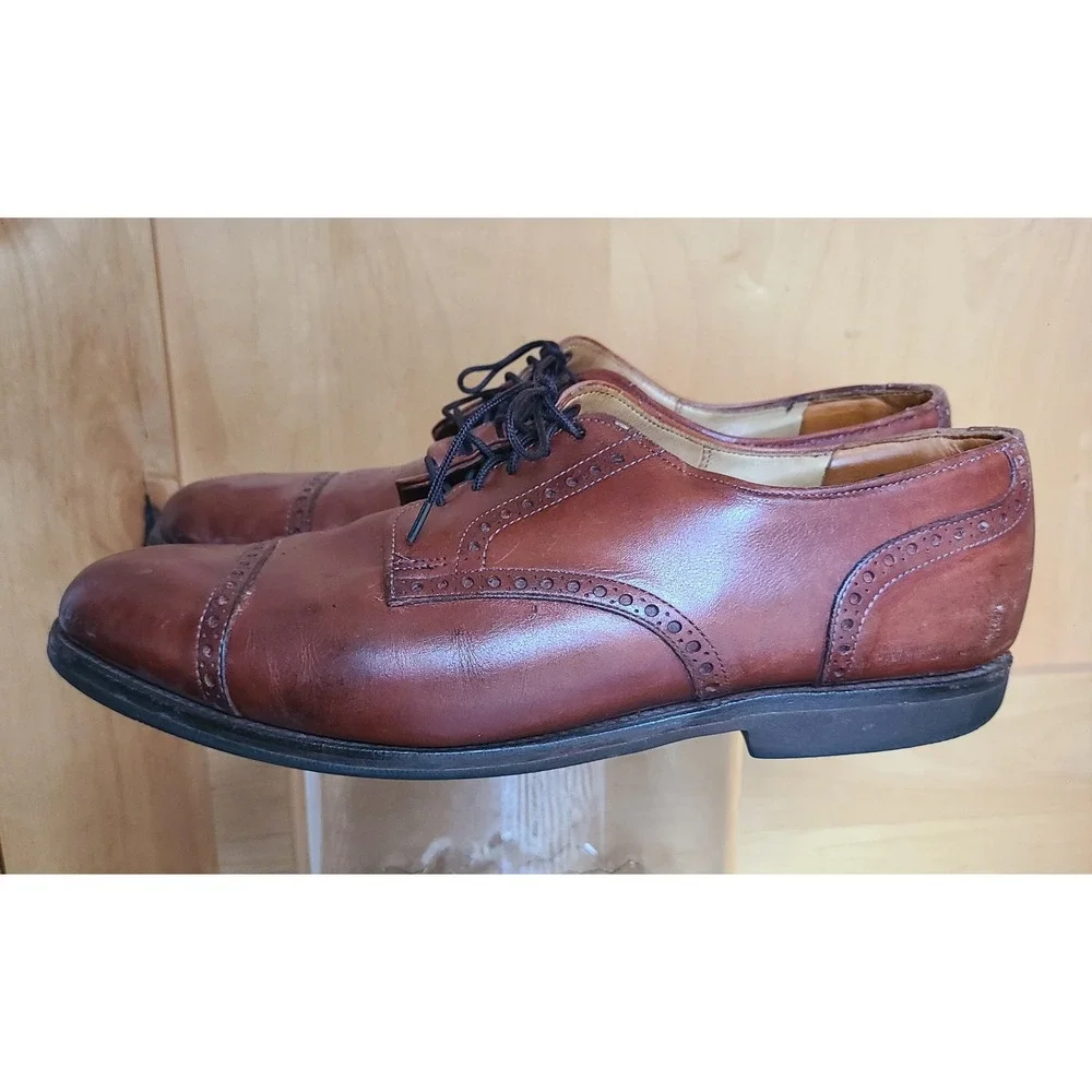 Allen Edmonds Benton US 10.5 Cap Toe Oxford Leather Dress Shoe Brown Vibram Sole
